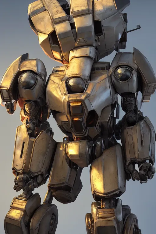 Image similar to mechwarrior 5 : mercenaries mech megaman transformer robot boss tank engine game octane render, 4 k, hd 2 0 2 2 3 d cgi rtx hdr style chrome reflexion glow fanart, global illumination ray tracing hdr fanart arstation by ian pesty by jesper ejsing pixar and disney unreal zbrush central hardmesh