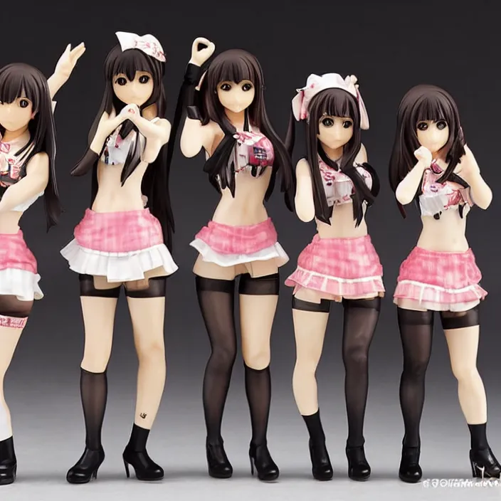 Prompt: figurines of japanese idols akb 4 7, i love you, detailed product photo