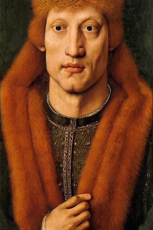 Image similar to renaissance 1 6 0 0 portrait of dwyane the rock, oil painting by jan van eyck, northern renaissance art, oil on canvas, wet - on - wet technique, realistic, expressive emotions, intricate textures, illusionistic detail
