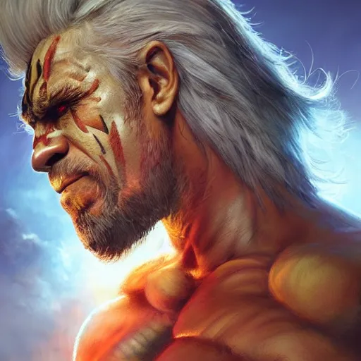 Prompt: The ultimate warrior, WWF, cinematic lighting, highly detailed, digital painting, concept art, smooth, sharp focus, illustration, art by Artgerm and Greg Rutkowski