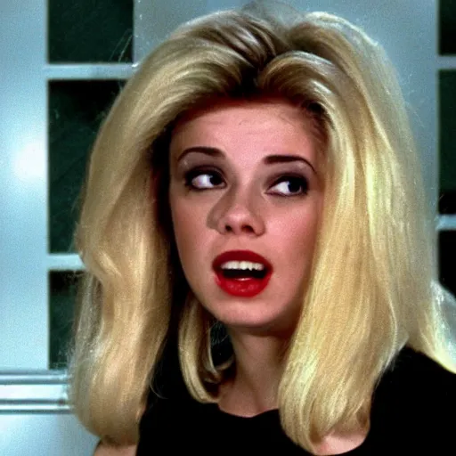 Prompt: shocked blonde woman reaction image, movie still