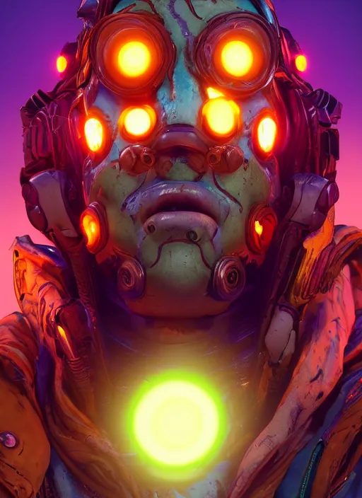 Image similar to glowwave portrait of curly orange hair man from borderlands 3, au naturel, hyper detailed, digital art, trending in artstation, cinematic lighting, studio quality, smooth render, unreal engine 5 rendered, octane rendered, art style by klimt and nixeu and ian sprigger and wlop and krenz cushart.