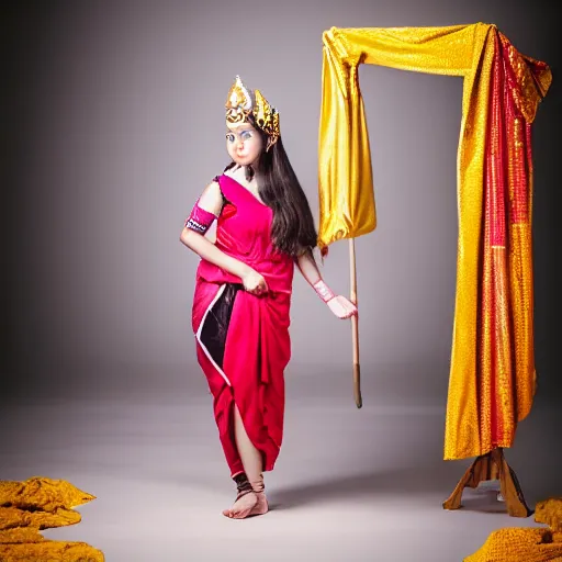 Image similar to young woman as ramayana, cosplay, studio lighting