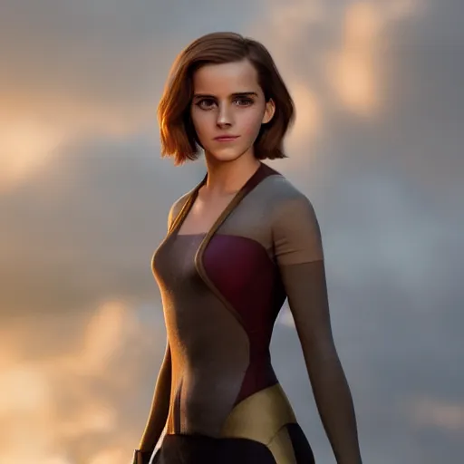 Prompt: surface inperfections emma watson as a pixar character cgsociety octane render unreal engine redshift render trending on artstation trending on artstation render blender behance cg superhero