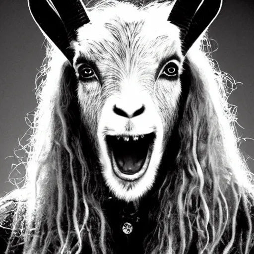 Prompt: rob zombie as a goat