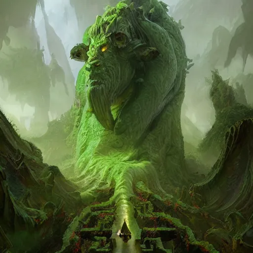 Prompt: a green giant maze beast, nature labyrinth beast, hearthstone art style, epic fantasy style art by craig mullins, fantasy epic digital art, epic fantasy card game art by greg rutkowski