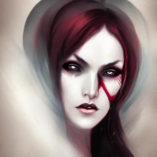 Image similar to portrait of a devil vampire inspired by Charlie bowater,Anna Dittmann