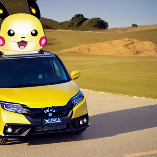 Prompt: Honda e as Pikachu