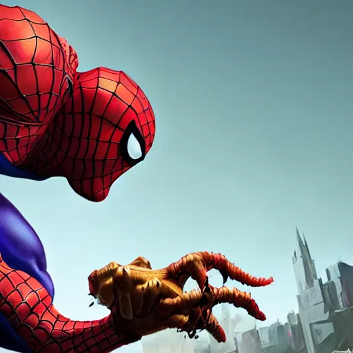 Image similar to the maxx vs spiderman, mtv liquid television, greg rutkowski, trending on artstation