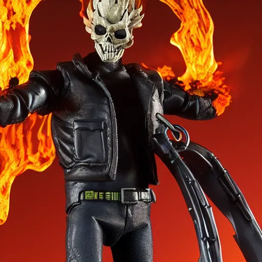 Image similar to Ghost rider clay figure 4k detail