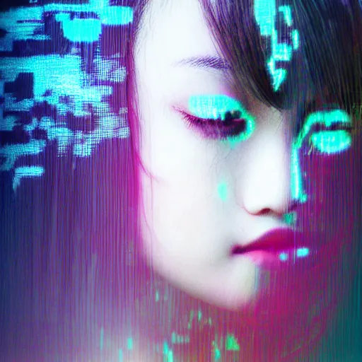 Prompt: asian girl glitch art, breathtaking