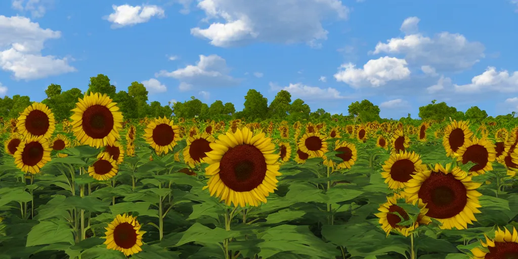 Image similar to beautiful sunflowers, unreal engine