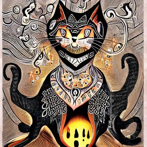 Prompt: the dark god of cats