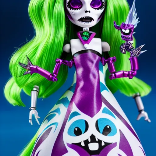 Prompt: a c'thulhu monster high action figure, product shot