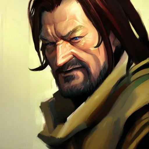 Image similar to greg manchess portrait painting of boromir as overwatch character, medium shot, asymmetrical, profile picture, organic painting, sunny day, matte painting, bold shapes, hard edges, street art, trending on artstation, by huang guangjian and gil elvgren and sachin teng