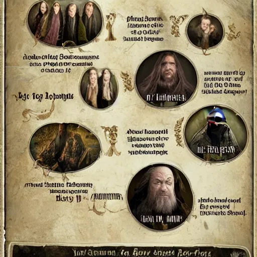 Prompt: Infographic of the characters of The Lord of The Rings