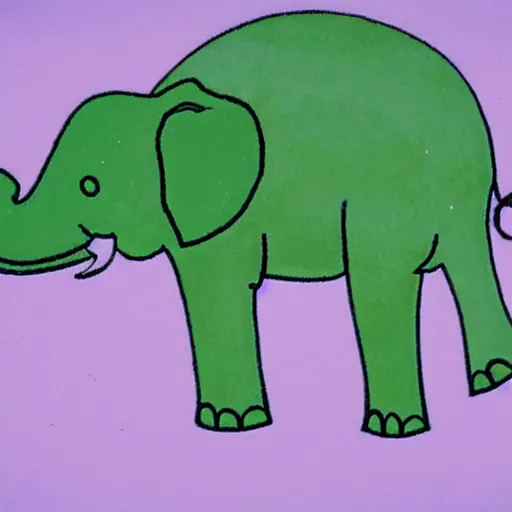 Image similar to an elephant on a green meadow drawn by Don Bluth