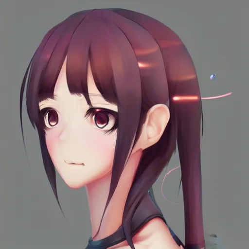 Image similar to anime girl portrait profile, cellshaded, made by WLOP, trending on artstation