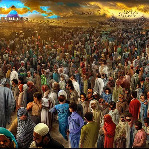 Image similar to muslims on judgment day digital art very detailed 4 k detailed super realistic