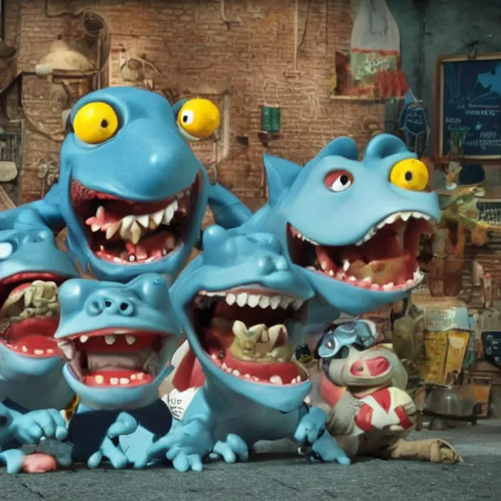 Prompt: street sharks in wallace & gromit