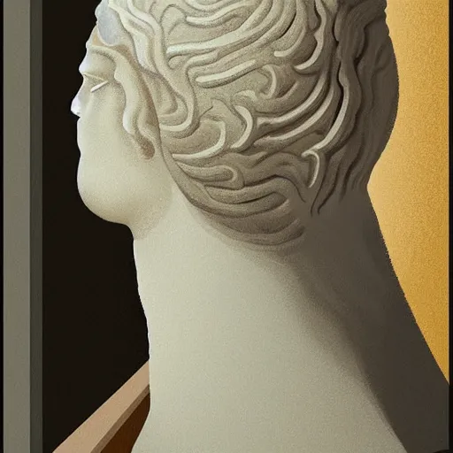 Prompt: a reneissance statue head drinking a coctail, digital painting