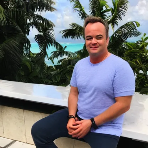 Prompt: jason calacanis eating a red pill in miami