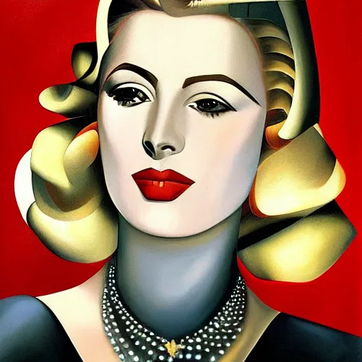 Image similar to painting of Grace Kelly by Tamara de lempicka 8k high definition high quality