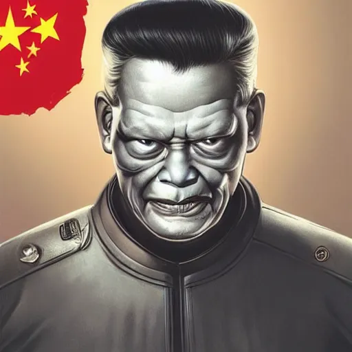 Prompt: leader of people's republic of china xi jinping as a t - 8 0 0 terminator, highly detailed, digital painting, artstation, concept art, matte, sharp focus, illustration, art by artgerm and greg rutkowski and alphonse mucha