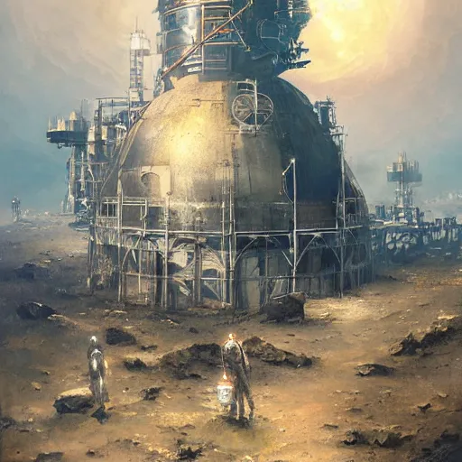 Prompt: the moon landing, steampunk, by greg rutkowski