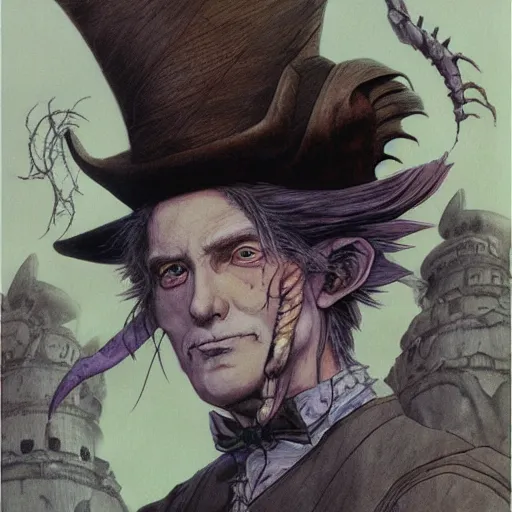 Image similar to Lofi fancy portrait Ghibli style by Yoshitaka Amano and Wayne Barlowe and Ed Binkley and The Madhatter