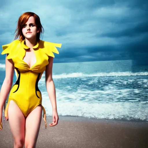 Image similar to emma watson as nami from one piece, award winning photography, cinematic, 50 mm, trending on Twitter