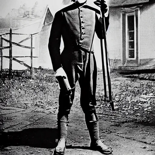 Prompt: victorian era photograph of gordon freeman in hev suit