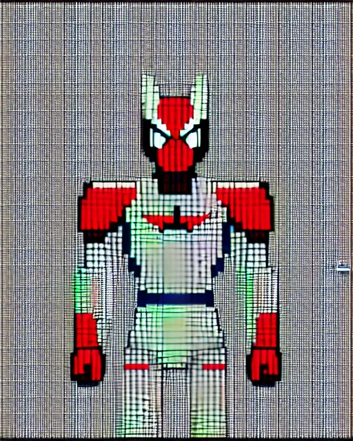 Image similar to a pixel single sprite of armored spiderman ultraman grey fox from metal gear cyborg gay japanese - american hybrid as overwatch character, pixel art, isometric, 3 2 x 3 2, 2 d game art, 1 6 bit, dynamic pose, # pixelart