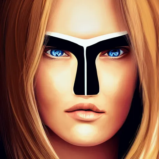 Image similar to portrait of bar refaeli with a half robotic face, digital art