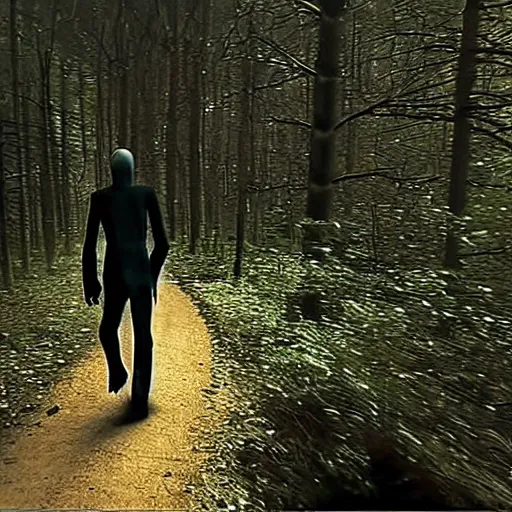 Prompt: bad quality screenshot of a leaked video of nosferatu following me through a forest trail, night time, bright camera flash, camera shaking, realistic, ultrarealistic, 480p, scary