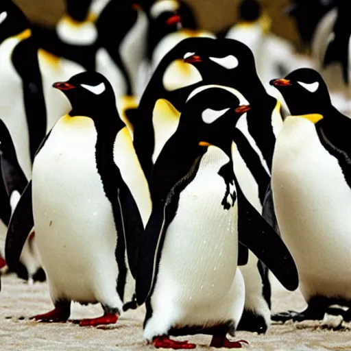 Prompt: penguins, cha cha slide