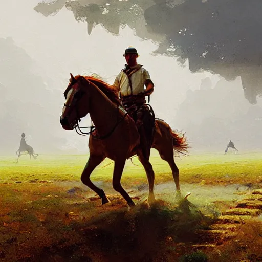 Image similar to а man carries a horse over him, hyperrealism, no blur, 4 k resolution, ultra detailed, style of ron cobb, adolf hiremy - hirschl, syd mead, ismail inceoglu, rene margitte