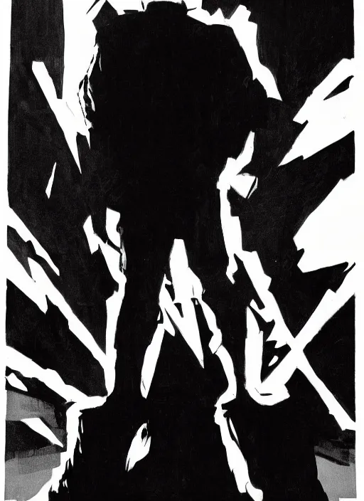 Prompt: stan lee, high contrast, standing, portrait, facing forward, face in focus, art by Frank Miller