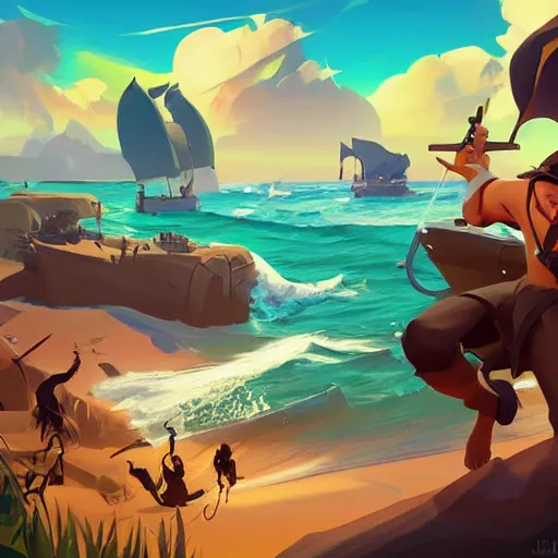 Image similar to painting treasure on sea of thieves game smooth median photoshop filter cutout vector, behance hd by jesper ejsing, by rhads, makoto shinkai and lois van baarle, ilya kuvshinov, rossdraws global illumination