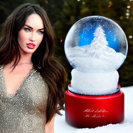 Image similar to megan fox in a snow globe