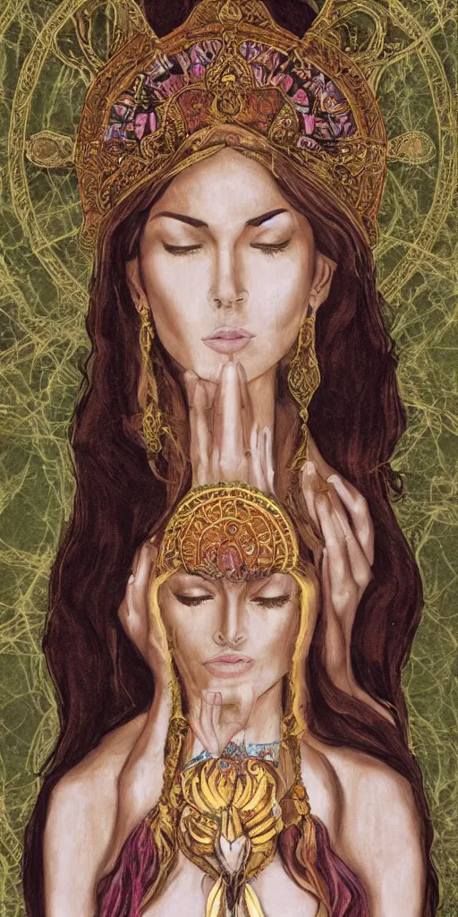 Image similar to a mystical woman priestess, the divine feminine