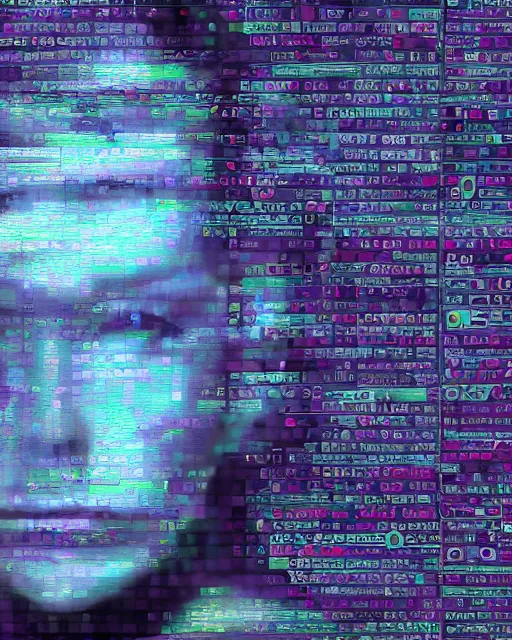 Prompt: A broken monitor with the calm face of an AI woman on it. Very very very strong glitches on the monitor. The face is blurry with glitches. Extremely high detail, glitchcore, glitches, glitch, cyberpunk, deep colors, 8k render