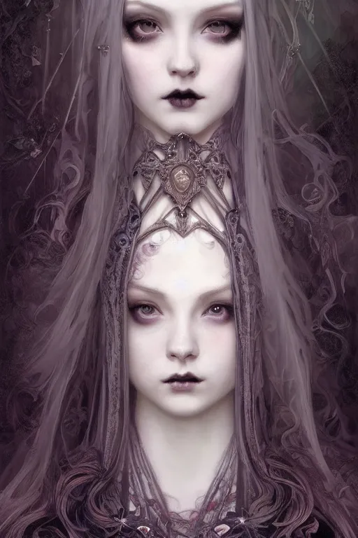Image similar to beautiful and gothic and victorian and luxury and mythical young medieval dark princess portrait like blackpink lisa+smoky eyes+front face with light flowing hair, ultradetail face, art and illustration by tian zi and craig mullins and WLOP and alphonse mucha, fantasy, intricate complexity, human structure, human anatomy, fantasy character concept, watermark, blurry, hyperrealism 8k