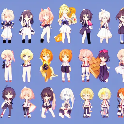 Image similar to visual novel sprites expressive cute anime style