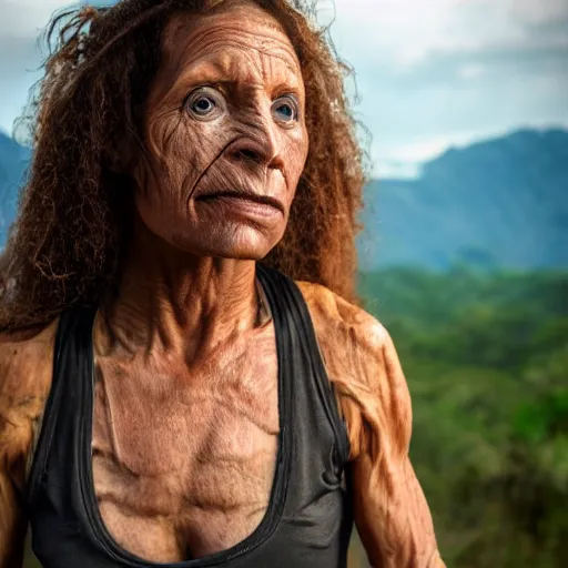 Image similar to strong healthy cavewoman, award winning photography