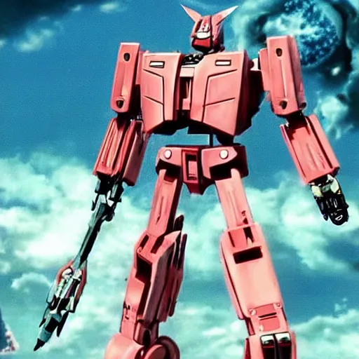 Prompt: a kawaii transformer in transformers movie scene