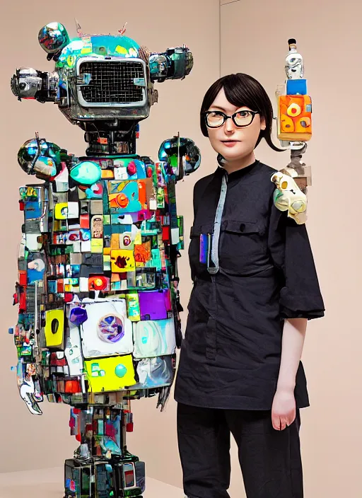 Prompt: studio photograph of a contemporary art sculpture of a modular quirky yorha android by hikari shimoda and jack gaughan