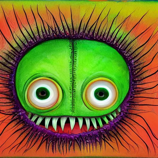 Prompt: cute venus fly trap with eyes and big teeth colorful detailed painting 4k