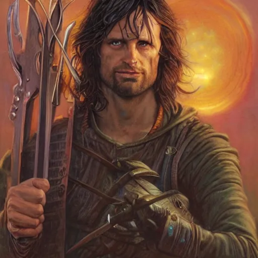 Image similar to Strider woodsman Aragorn by Mark Brooks, Donato Giancola, Victor Nizovtsev, Scarlett Hooft, Graafland, Chris Moore