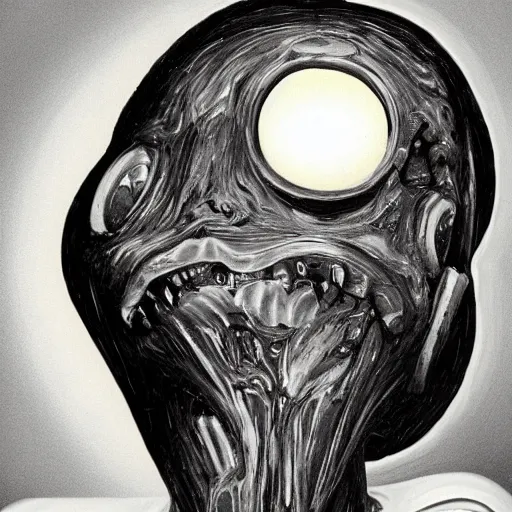 Image similar to realistic robot in The Scream painting inspired by Spaghettification, Mazarineee, artstation